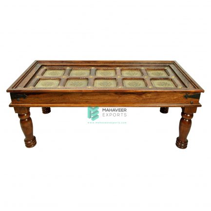 Wooden Brass Inlay Coffee Table - ME10024