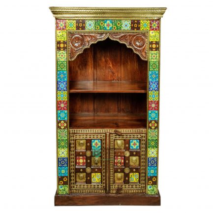 Wooden Tile & Brass Inlay Bookshelf - ME10030