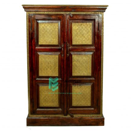 2 Door Wooden Brass Inlay Almirah - ME10040