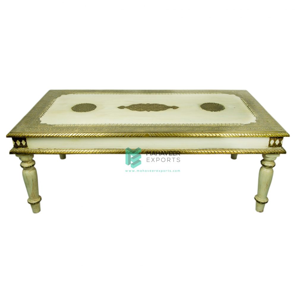 Brass Inlay Wooden Coffee Table - ME10043