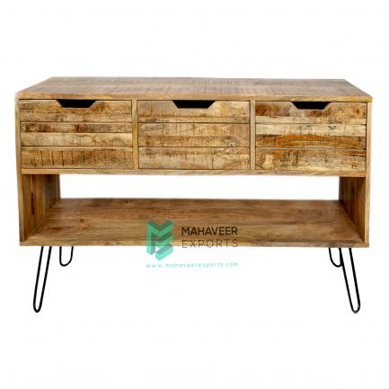3 Drawers Rustic T.V. Cabinet on Iron Legs - ME10095