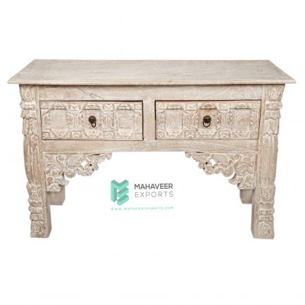 2 Drawer Carved Console Table - ME10118