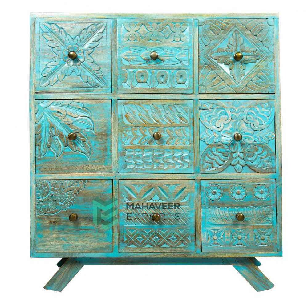 9 Drawers Fine Carved Chest of Drawer - ME10121