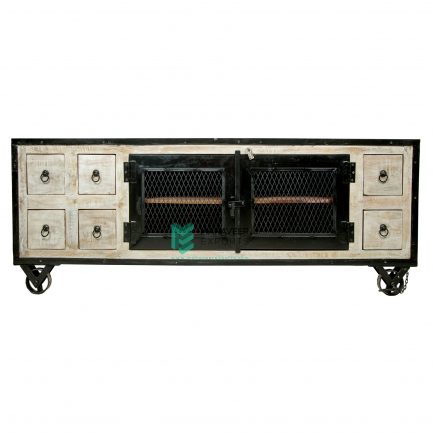 Wooden & Iron Industrial T.V Cabinet - ME10126