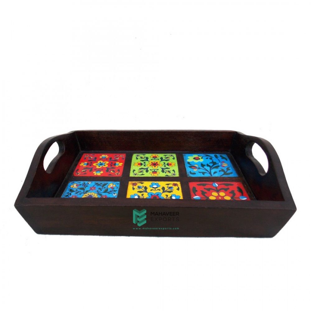 6-Tile Wooden Serving Tray