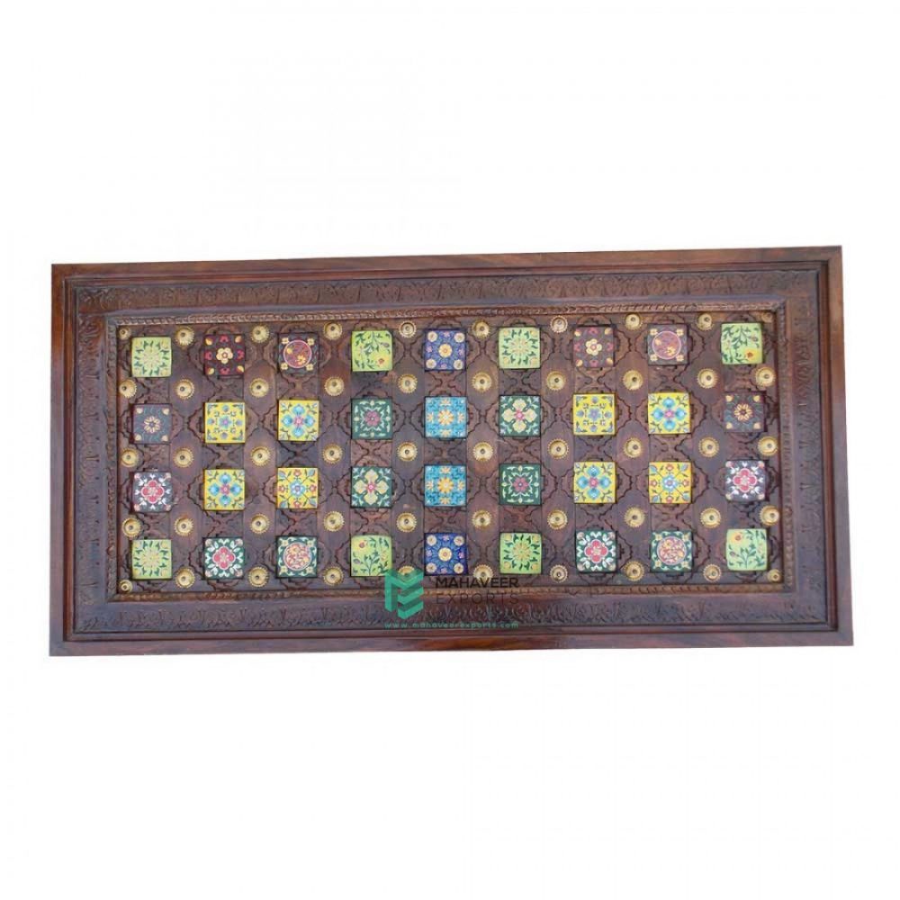 Brass Inlay & Tile Coffee Table