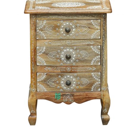 Emboss Painted 3 Drawer Side Table