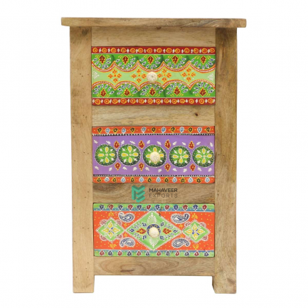 Emboss Painted 3 Drawer Side Table