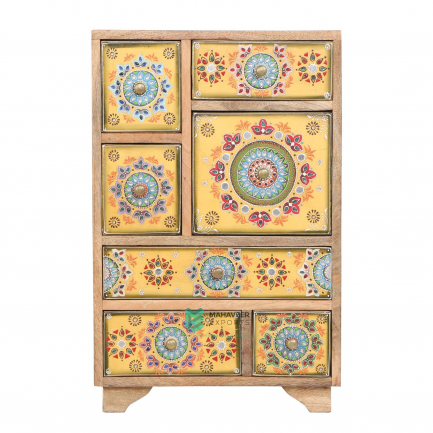 Emboss Painted Oriental Chest of Drawers Sideboard