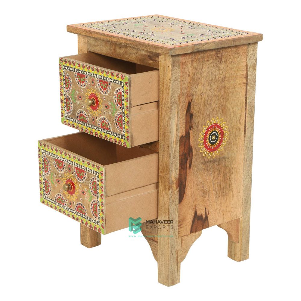 Emboss Painted 2 Drawer Side Table