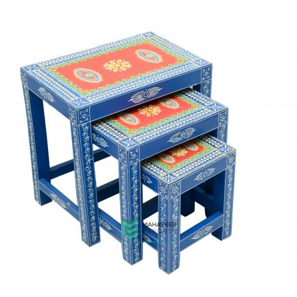 Wooden Painted Nesting Stools Set of 3 - ME210243