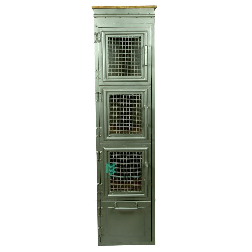 Wooden and Iron Four Door Almirah Cabinet