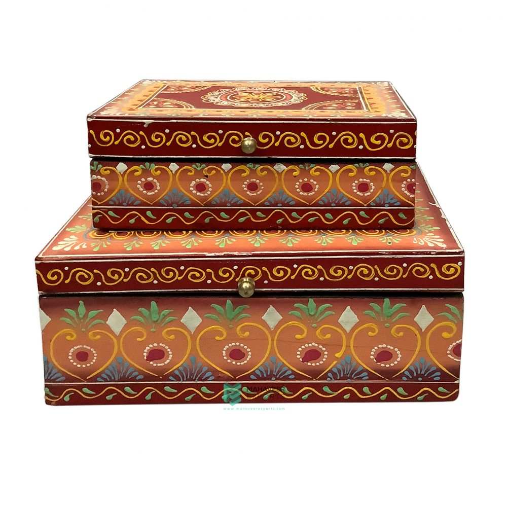 Wooden Painted Storage Box Set of 2 - ME10607