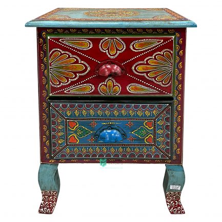 2 Drawer Fine Hand Painted Wooden Bedside - ME10657