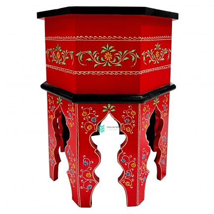 Wooden Fine Painted Octagonal Stool – ME10686