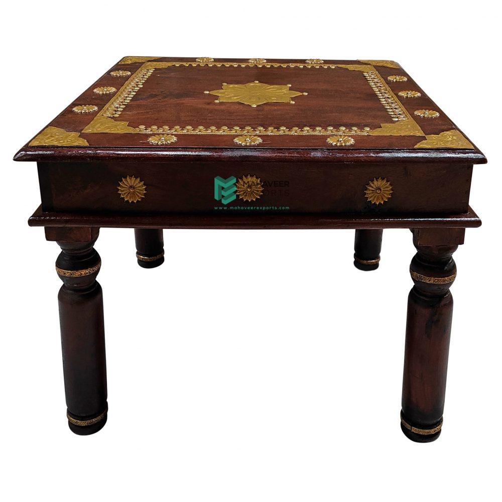 Wooden Brass Fitted Coffee Table - ME10719