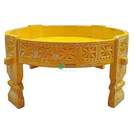 Yellow Distressed Wooden Grinder Table – ME10747