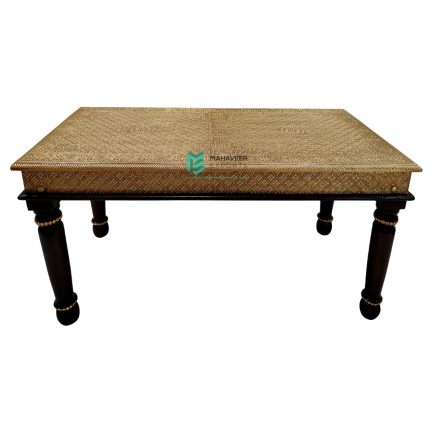 Wooden Brass Fitted Dining Table - ME210303