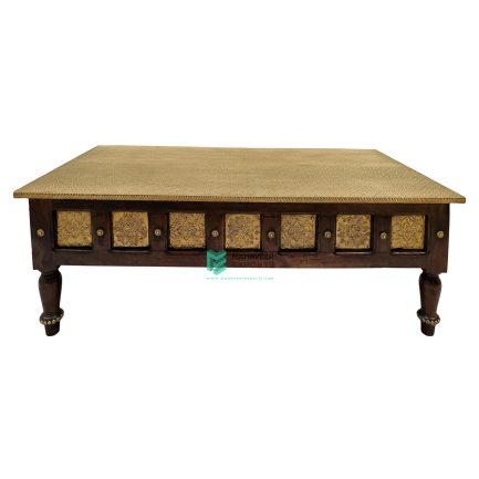 Wooden Brass Fitted Coffee Table - ME210304