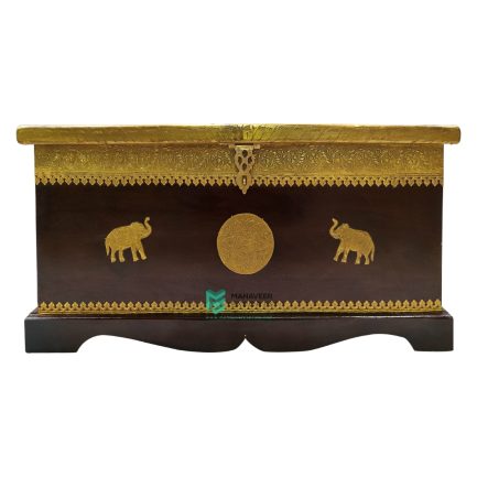Wooden Chest Box Cum Coffee Table Brass Fitted - ME210333