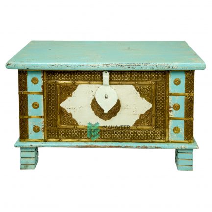 Wooden Brass Inlay Chest Box - ME10032