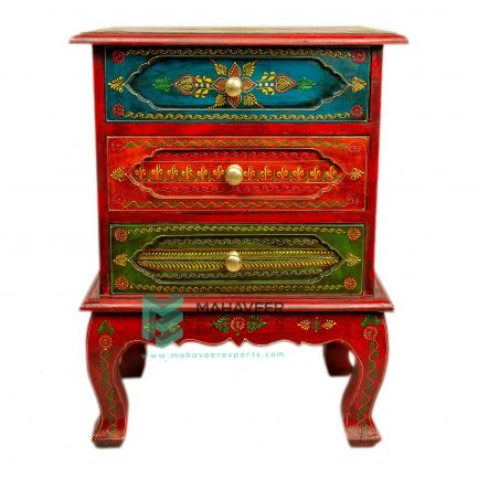 Three Drawer Painted Bedside - ME10038