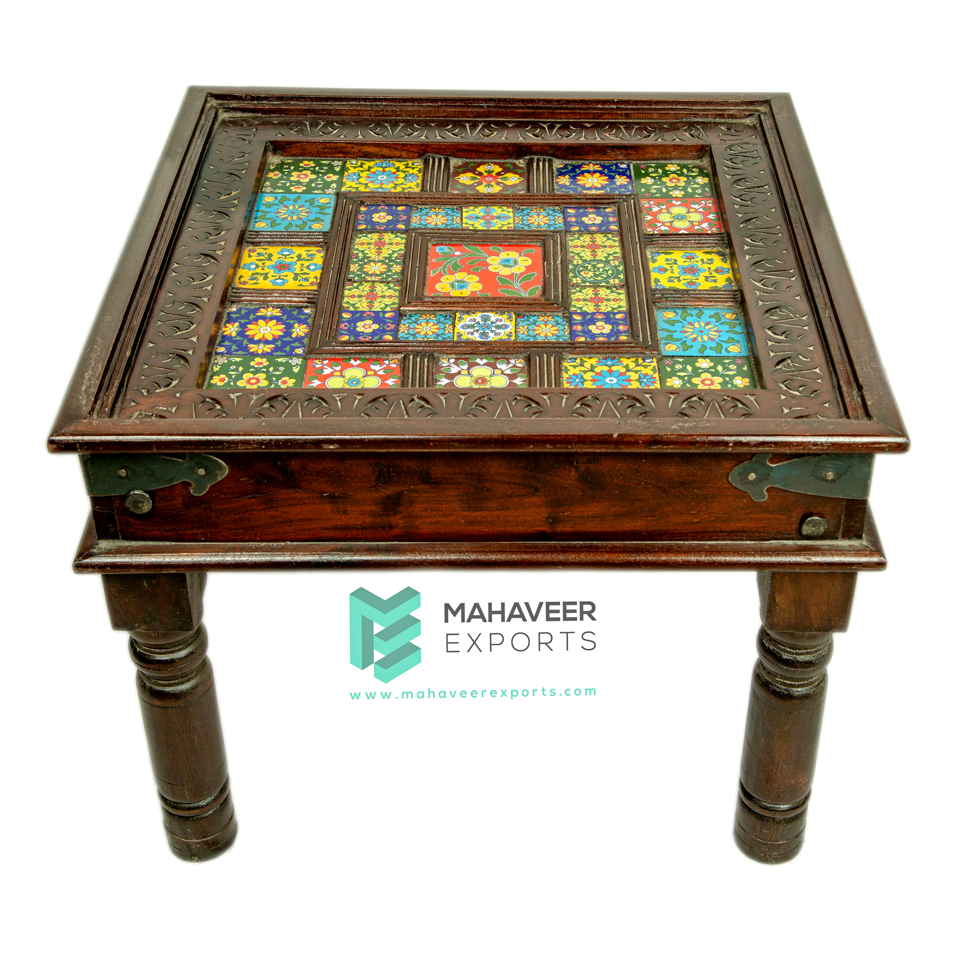 Wooden Tile Inlay Coffee Table - ME10039 - Mahaveer Exports