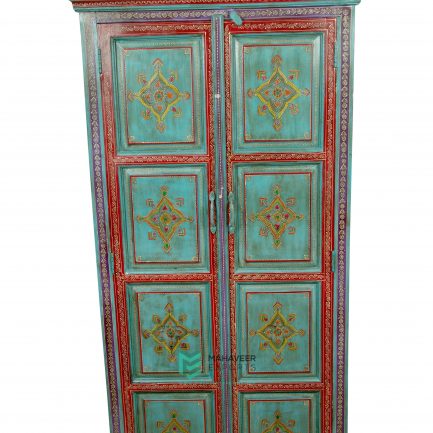 Fine Emboss Turquoise Painted Almirah