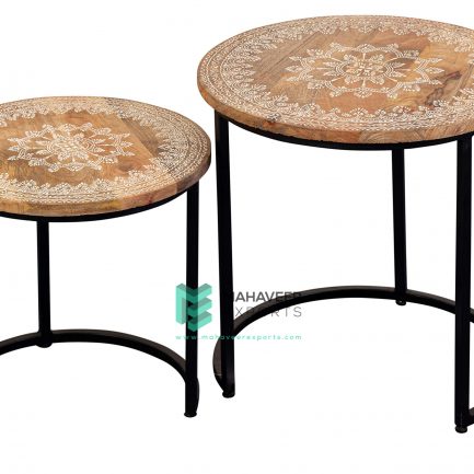 Emboss Painted Industrial Nested Tables Set of 2