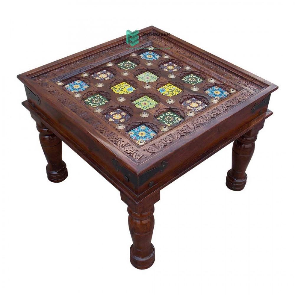 Brass Inlay & Tile Coffee Table