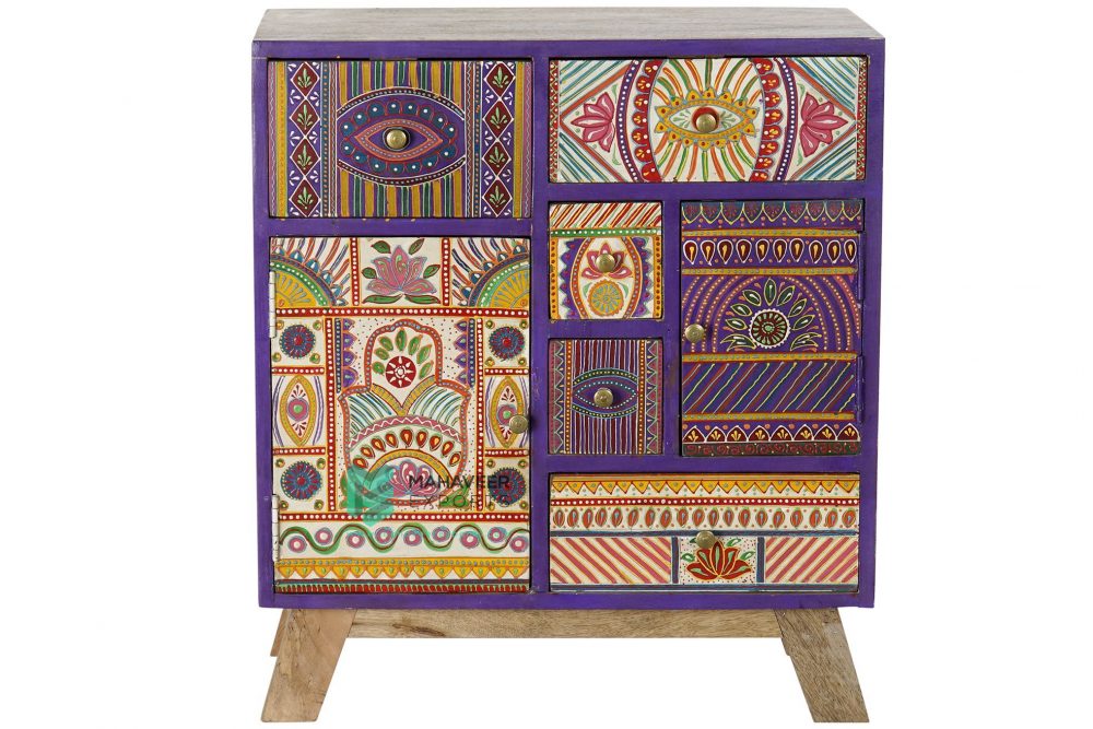Emboss Painted Oriental Chest of Drawers Sideboard