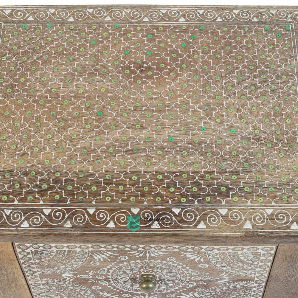 Fine Emboss Painted 2 Drawer Side Table