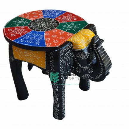 Emboss Painted Elephant Stool