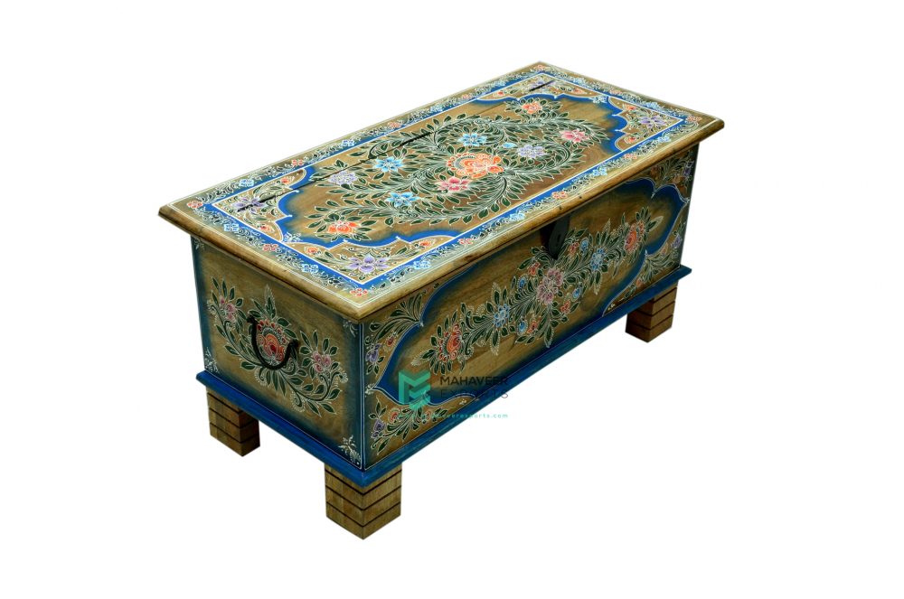 Floral Painted Wooden Chest Box