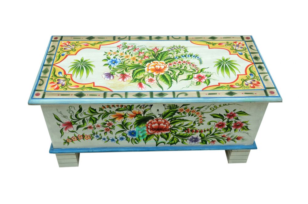 Floral Painted Wooden Chest Box