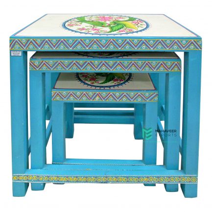 Wooden Hand Painted Nesting Stools Set of 3 - ME10570
