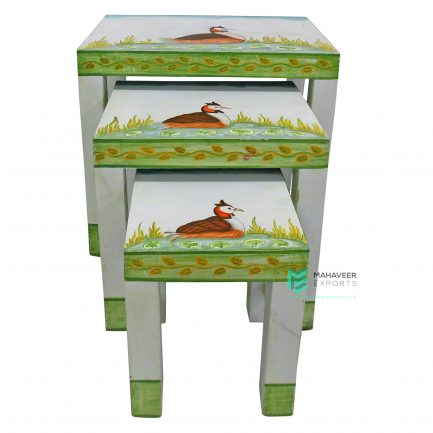 Wooden Hand Painted Nesting Stools Set of 3 - ME10573