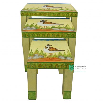 Wooden Hand Painted Nesting Stools Set of 3 - ME10576
