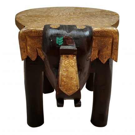 Wooden Brass Fitted Elephant Stool - ME10715