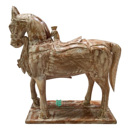 Wooden Horse Figure in Distressed Finish - ME210336