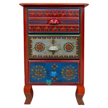 3 Drawer Fine Hand Painted Wooden Bedside - ME210352