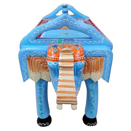 Wooden Bench Elephant Hand Painted Single Face - ME210358