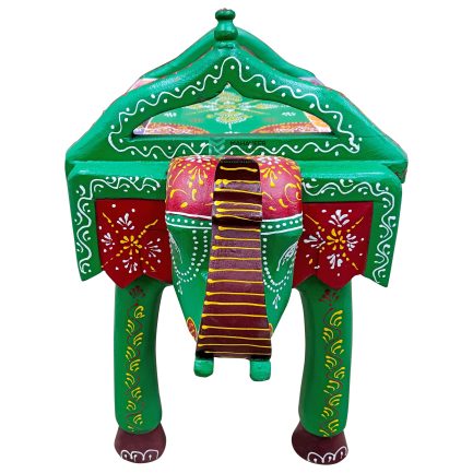 Wooden Bench Elephant Hand Painted Single Face - ME210360