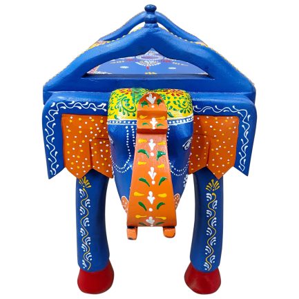 Wooden Bench Elephant Hand Painted Single Face - ME210361