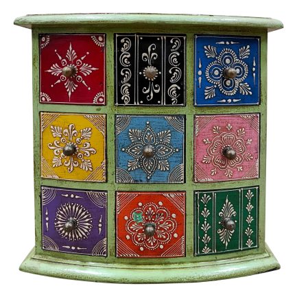 Wooden Mini Chest with Nine Drawer Hand Painted - ME210400