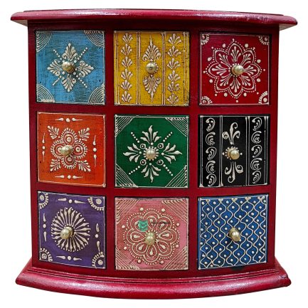 Wooden Mini Chest with Nine Drawer Hand Painted - ME210401
