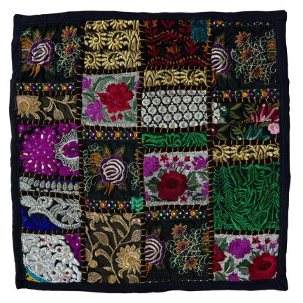 Indian Patchwork Embroidery Designer Cushion Cover Black - ME240019529-9
