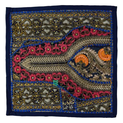 Indian Neck Design Embroidery Designer Cushion Cover Dark Blue - ME240019530-1