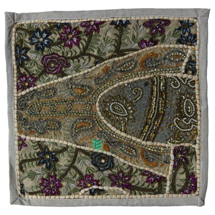Indian Neck Design Embroidery Designer Cushion Cover Off White - ME240019530-2