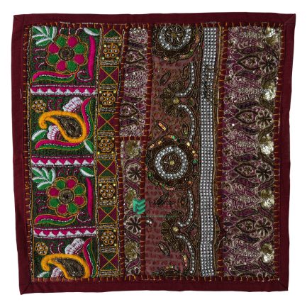 Indian Neck Design Embroidery Designer Cushion Cover Maroon - ME240019530-4